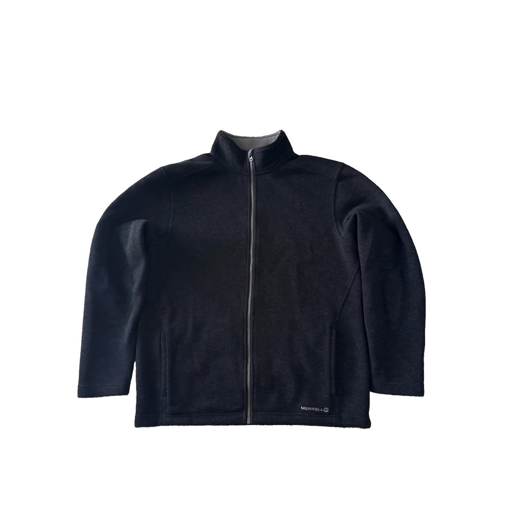 Merrell Big Sky Wool Blend Jacket Mens M Black Full Zip Fleece Lined Outdoor